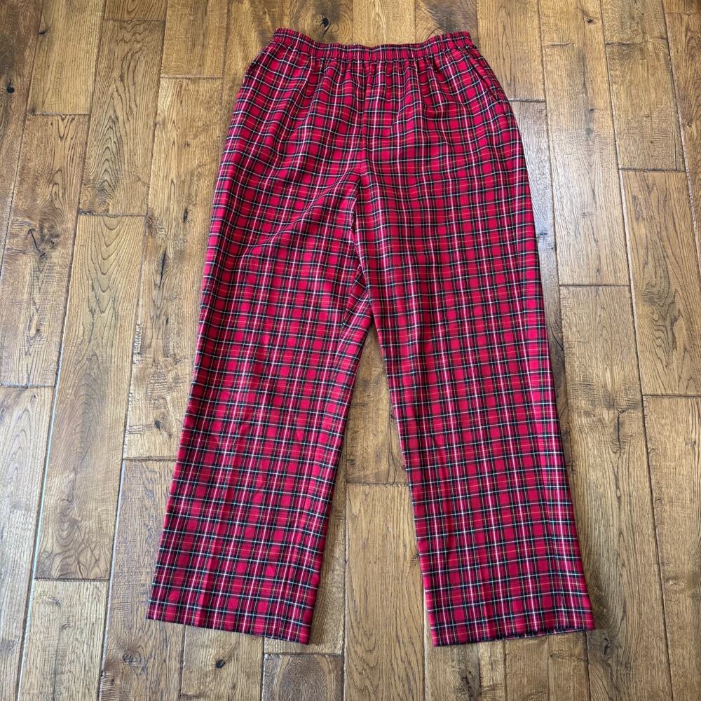 Alfred Dunner Pants Women 14 Red Plaid Pull On High Rise Tapered Elastic Waist